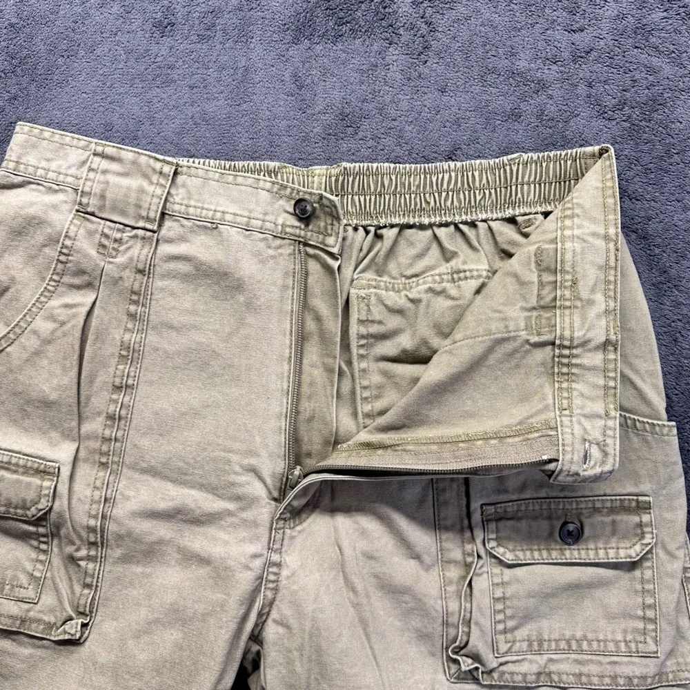 RedHead Safari Cargo Shorts Mens 38 Tan Cotton Elastic Waist Outdoor Hiking 7